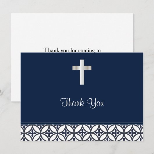 Navy Blue Baptism Hartelijk dank Bedankkaart (Voorkant / Achterkant)