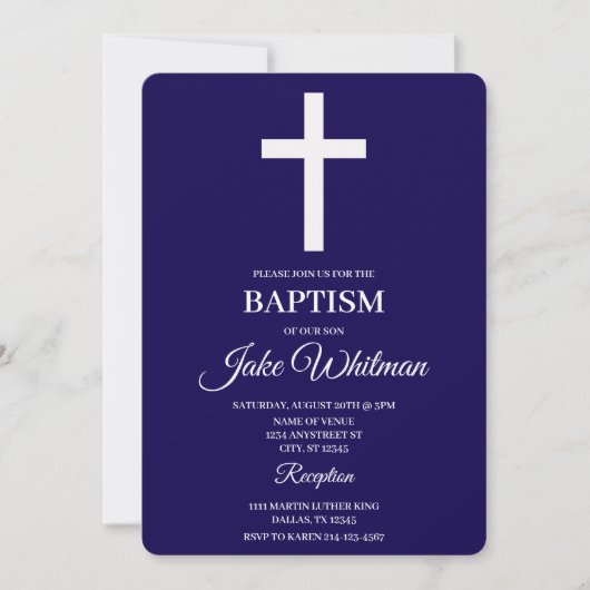 Navy blue Baptism Kaart (Voorkant)