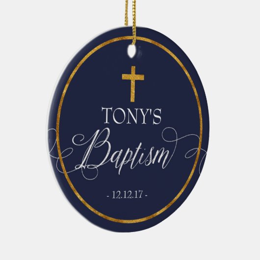 Navy Blue Baptism Ornament (Rechts)