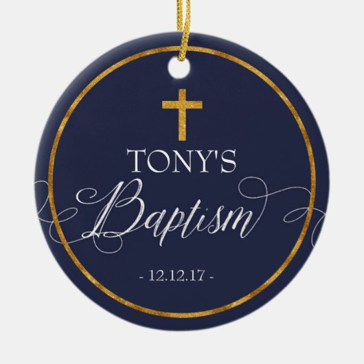 Navy Blue Baptism Ornament (Voorkant)