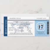 Navy Blue Bar Mitswa World Reizigerspas Kaart (Voorkant)