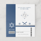 Navy Blue Bar Mitzvah Baseball Ticket Seat Plaatskaartje (Buitenkant ongevouwen)