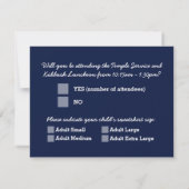 Navy Blue Bar Mitzvah Big RSVP met opties (Achterkant)