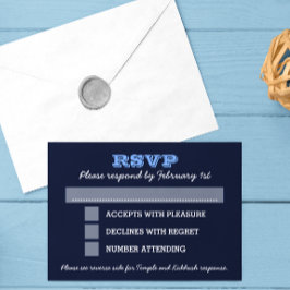 Navy Blue Bar Mitzvah Big RSVP met opties