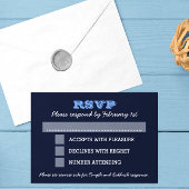 Navy Blue Bar Mitzvah Big RSVP met opties Kaartje