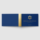 Navy Blue Bar Mitzvah Gold Star van David Custom Gastenboek (Volledig)