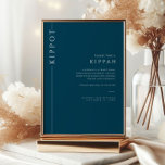 Navy Blue Bar Mitzvah Kippot Tafelblad Teken Kaart<br><div class="desc">Mazel tov bij deze speciale gelegenheid! Maak de Bar Mitswa-ceremonie van uw zoon speciaal met dit minimalistische typografie marineblauw en wit tafelblad Kippah-teken. Dit bord geeft informatie over wat Kippot is en instructies over wat te doen.</div>
