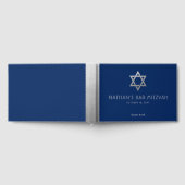 Navy Blue Bar Mitzvah Silver Star van David Custom Gastenboek (Volledig)