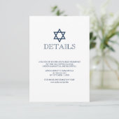 Navy Blue Bar Mitzvah — Specificatiekaart RSVP Kaartje (Staand voorkant)