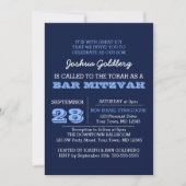 Navy Blue Bar Mitzvah Uitnodiging met naam Logo (Voorkant)