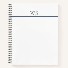 Navy Blue Bar Monogram Notitieboek