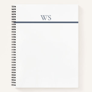 Navy Blue Bar Monogram Notitieboek