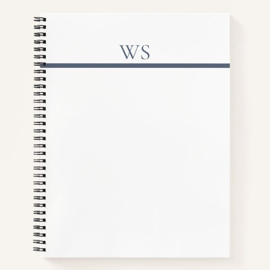 Navy Blue Bar Monogram Notitieboek (Voorkant)