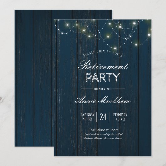 Navy Blue Barn Board Pensioen Kaart (Voorkant / Achterkant)