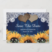 Navy Blue Barn en Sunflower redden de datumkaarten Save The Date (Voorkant)