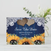 Navy Blue Barn en Sunflower redden de datumkaarten Save The Date (Staand voorkant)