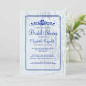 Navy Blue Barn Wood Vrijgezellenfeest Invites Kaart (Staand voorkant)
