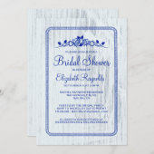 Navy Blue Barn Wood Vrijgezellenfeest Invites Kaart (Voorkant / Achterkant)