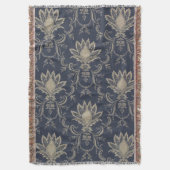 Navy blue Baroque Franse anananasstof Deken (Voorkant Verticaal)
