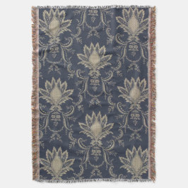 Navy blue Baroque Franse anananasstof Deken
