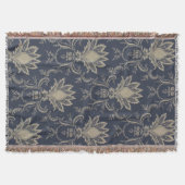 Navy blue Baroque Franse anananasstof Deken (Voorkant)