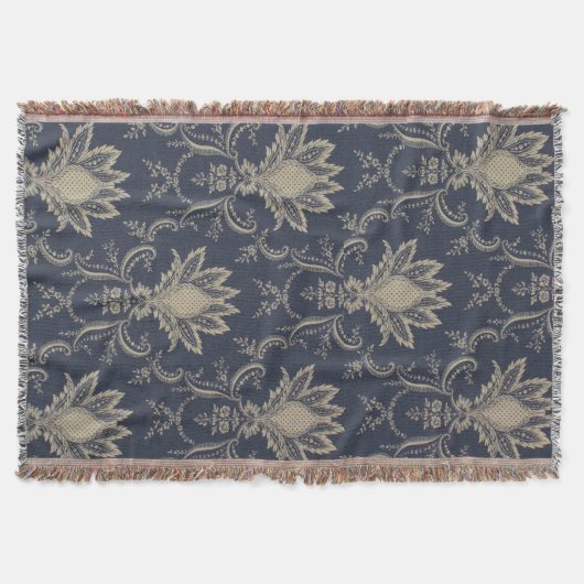 Navy blue Baroque Franse anananasstof Deken (Voorkant)