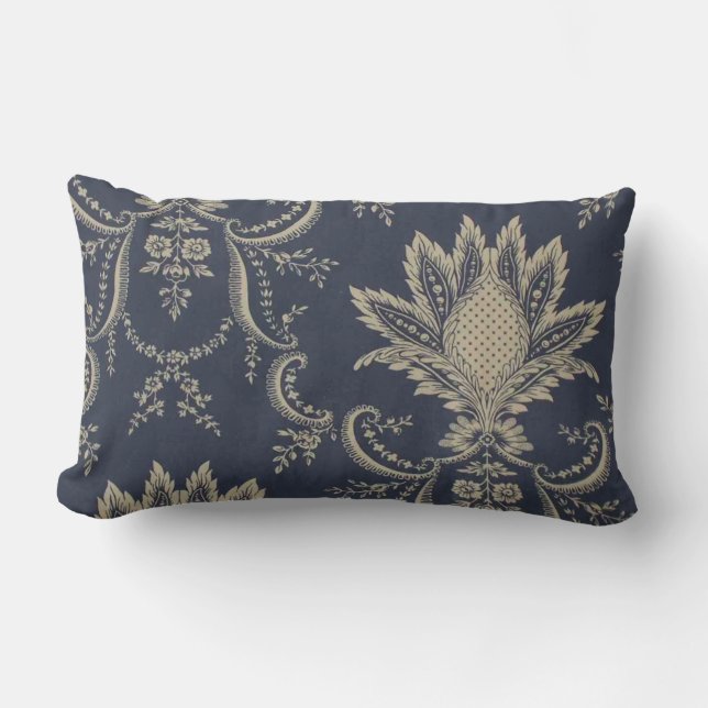 Navy blue Baroque Franse anananasstof Kussen (Voorkant)