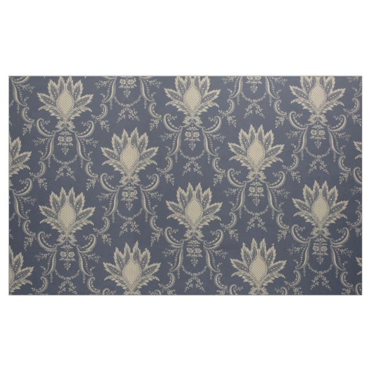 Navy blue Baroque Franse anananasstof Stof (Yard (91,4 cm))