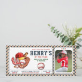 Navy Blue Baseball Kids Verjaardagsfeest Waterverf Kaart (Staand voorkant)