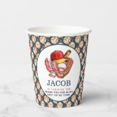 Navy Blue Baseball Kids Verjaardagsfeest Waterverf Papieren Bekers (Achterkant)