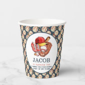 Navy Blue Baseball Kids Verjaardagsfeest Waterverf Papieren Bekers (Voorkant)