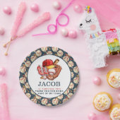 Navy Blue Baseball Kids Verjaardagsfeest Waterverf Papieren Bordje (Feest)