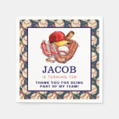 Navy Blue Baseball Kids Verjaardagsfeest Waterverf Servet (Voorkant)