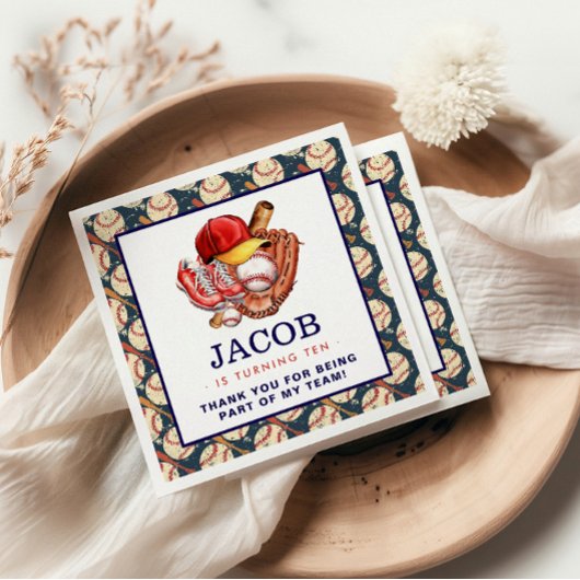 Navy Blue Baseball Kids Verjaardagsfeest Waterverf Servet