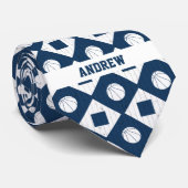 Navy Blue Basketball Wood Floor Argyle Pattern Stropdas (Opgerold)