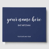 Navy Blue Bat Mitswa Guestbook Gastenboek (Voorkant)