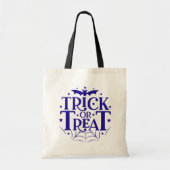 Navy Blue Bat Stars Spiderweb Trick or treat Tote Bag (Voorkant)