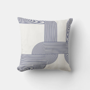 Navy Blue Bauhaus Design op Cream Kussen