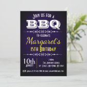 Navy Blue BBQ Verjaardagsfeest Uitnodigen Kaart (Staand voorkant)
