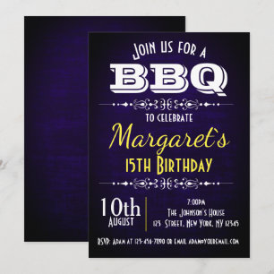 Navy Blue BBQ Verjaardagsfeest Uitnodigen Kaart