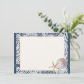 Navy Blue Beach Kant Zand Dollar Dank u Bedankkaart (Staand voorkant)