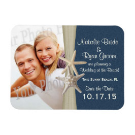 Navy Blue Beach Save the Date Foto Magneet