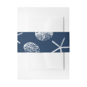 Navy Blue Beach Seashells Weddenschap Uitnodigingen Wikkel (Voorkant Voorbeeld)