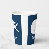 Navy Blue Beach Starfish Sand Dollar, speciaal gep Papieren Bekers (Rechts)