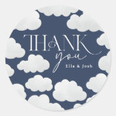 Navy Blue Bedankt Cloud Nine Modern Minimal Ronde Sticker (Voorkant)