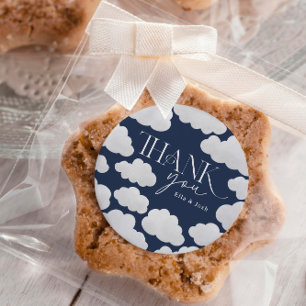 Navy Blue Bedankt Cloud Nine Modern Minimal Ronde Sticker