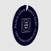Navy Blue Bedrijfs Kerst Logo Ornament Ontwerp (voorkant)