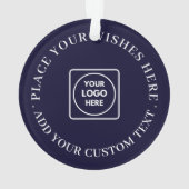 Navy Blue Bedrijfs Kerst Logo Ornament Ontwerp (achterkant)