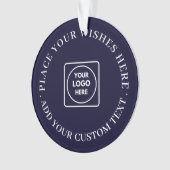 Navy Blue Bedrijfs Kerst Logo Ornament Ontwerp (voorkant)