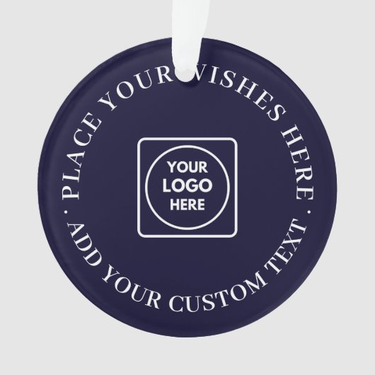 Navy Blue Bedrijfs Kerst Logo Ornament Ontwerp (voorkant)